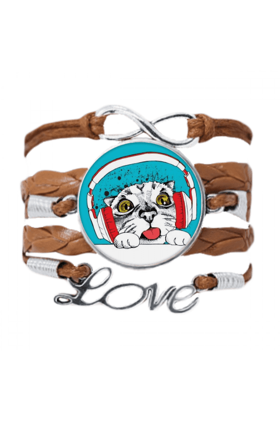 red headset white cat protect animal pet lover bracelet love chain ornament wristband