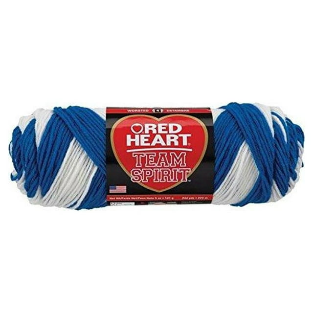 red heart team spirit yarn, royal/white