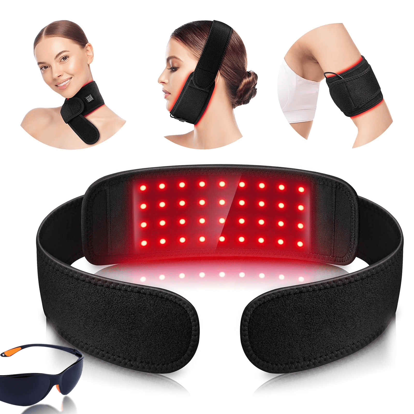 red light therapy for neck,red light therapy belt,infrared light therapy for face,neck light,for Face and Neck Chin Firming-Red Light Therapy Device Wearable Belt Neck Wrist Wrap Hand Unisex Gift