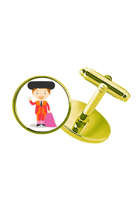 red purple torero cartoon studded business metal cufflinks en