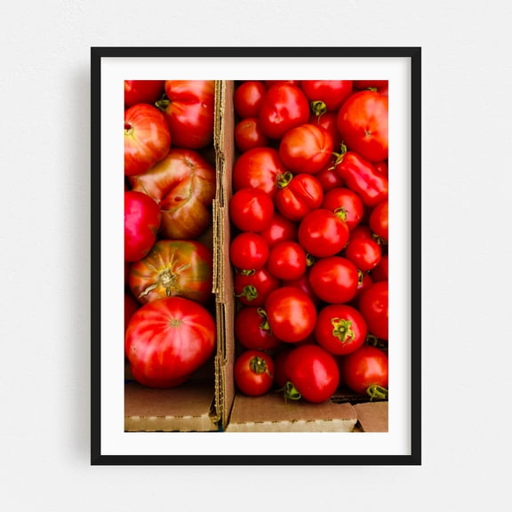 red ripe tomatoes - Photography Fruit Kitchen Decor Garden Botanical Farm Rustic Black Framed Wall Art Print 18 x 24 inches