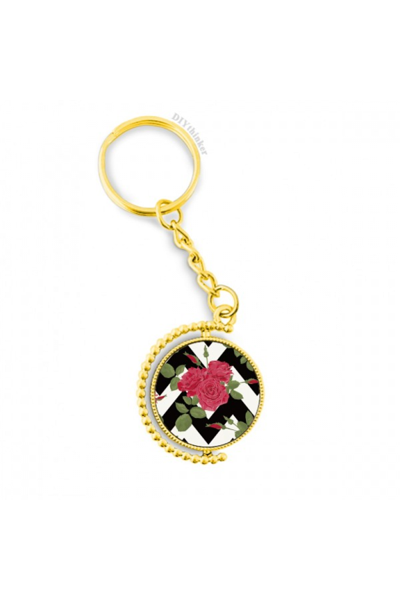 red rose drawing art metal connector key chain accessory en keyholder