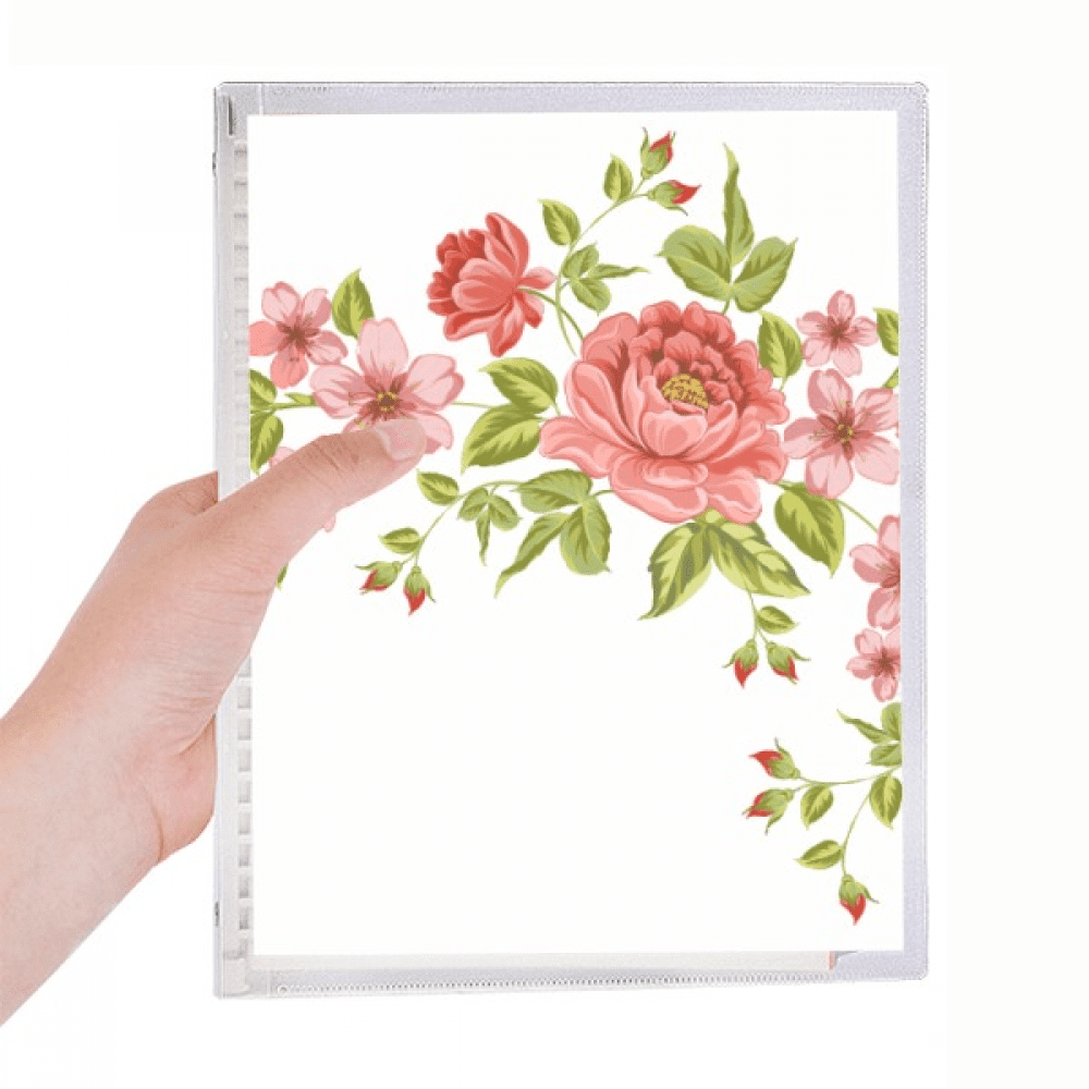 red roses pattern flowers s notebook loose diary refillable journal ...