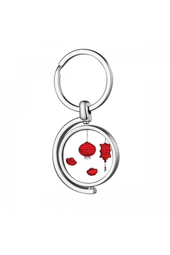 red s chinese year of the rooster Rotating Keychain Metal Keyring Holder