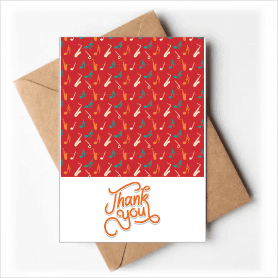 red saxoph music notes Thank You Cards Envelopes Blank Note