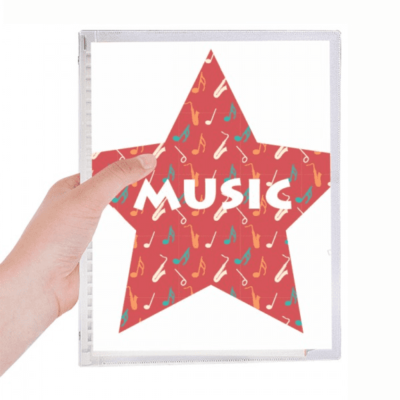 red saxoph music notes notebook loose diary refillable journal statiry