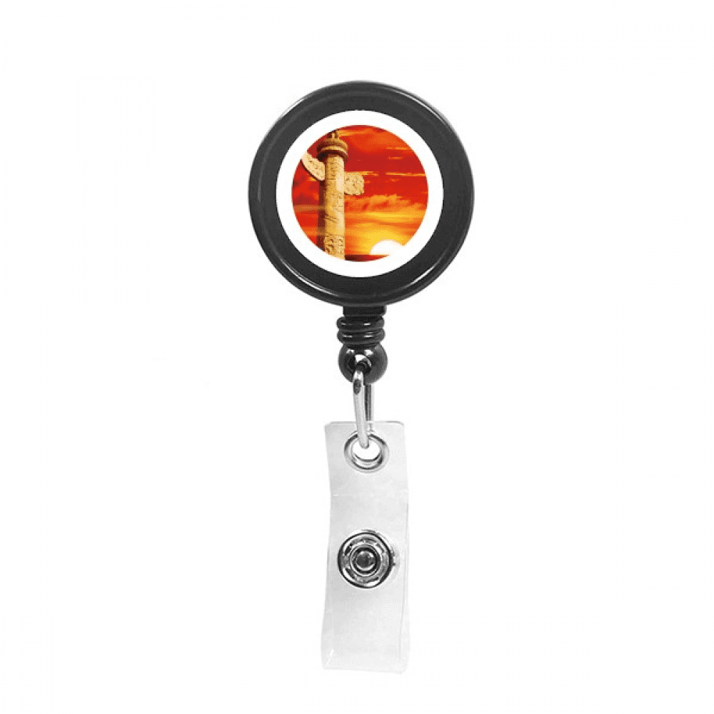 red sun ornamental column china Retractable Keychain Badge Holder ID Badge
