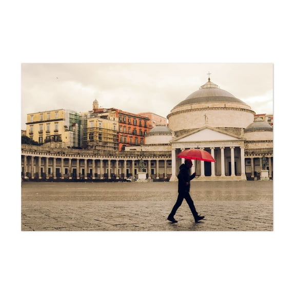 The red umbrella - Naples Campania Italy Photography Cityscape Architecture Street Photography Travel Poster Vintage Unframed Wall Art Print 40 x 60 inches