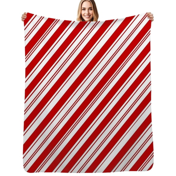 red white Christmas Candy Cane Flannel Blankets Soft Throw Blanket Winter Travel Office Outdoor Bedspread
