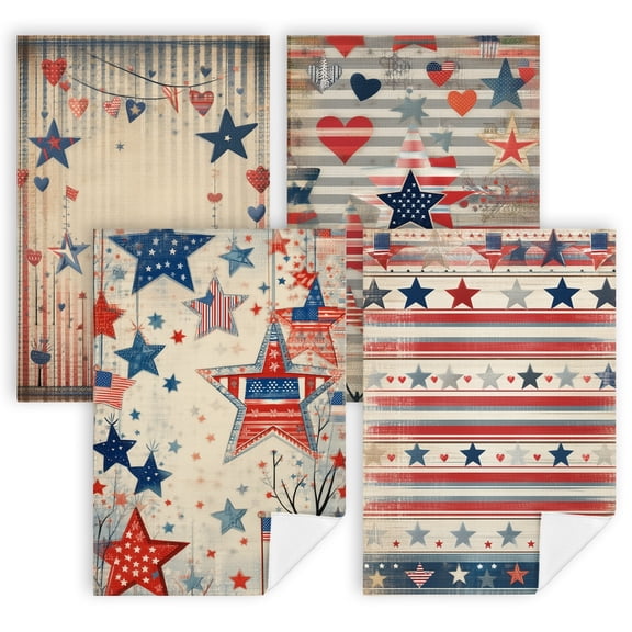 red white and blue kitchen towels A patriotic background with red white and blue stars and hearts kitchen towels cute 4 Pcs 16x24 in patriotic decoration