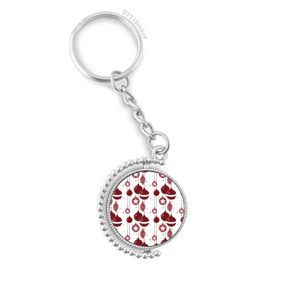 red white decoration pattern mas rotatable keyholder disc accessories chain clip