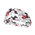 thumbnail image 1 of red white flowers black Headbands for Women Men, Workout Elastic Sweat Band for Yoga Running Cycling Gym Exercise Non Slip Head Bands for Women's Hair, 1 of 5