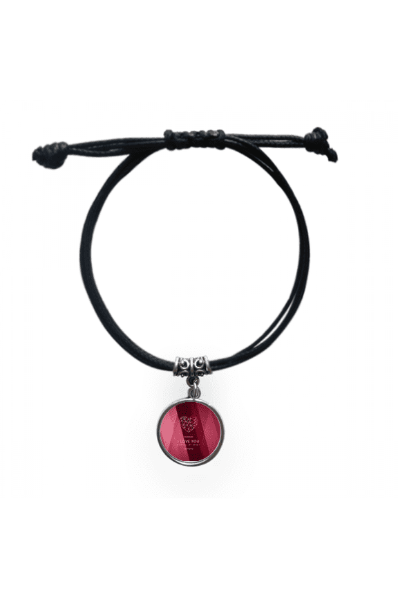 red wine valentine's day love you bracelet leather wristband black jewelry