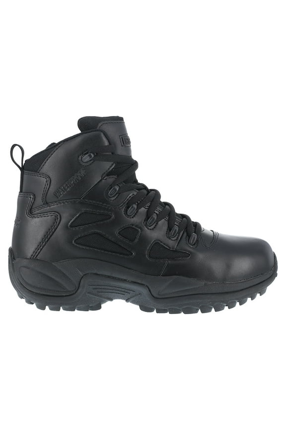 reebok men's stealth 6" lace-up water resistant side zip work boot black 12 ee us