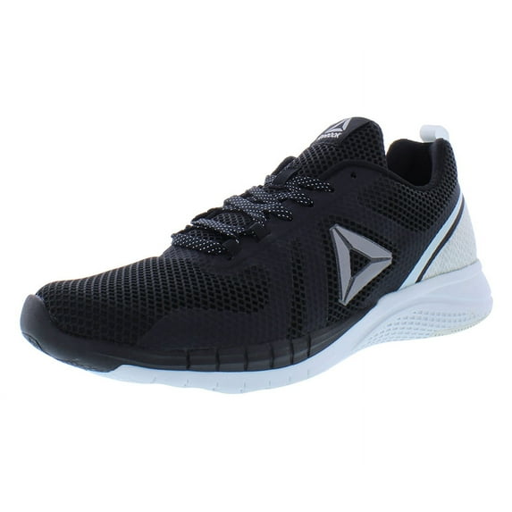 reebok women's print run 2.0 shoe, black/polar blue/pewter, 7.5 m us