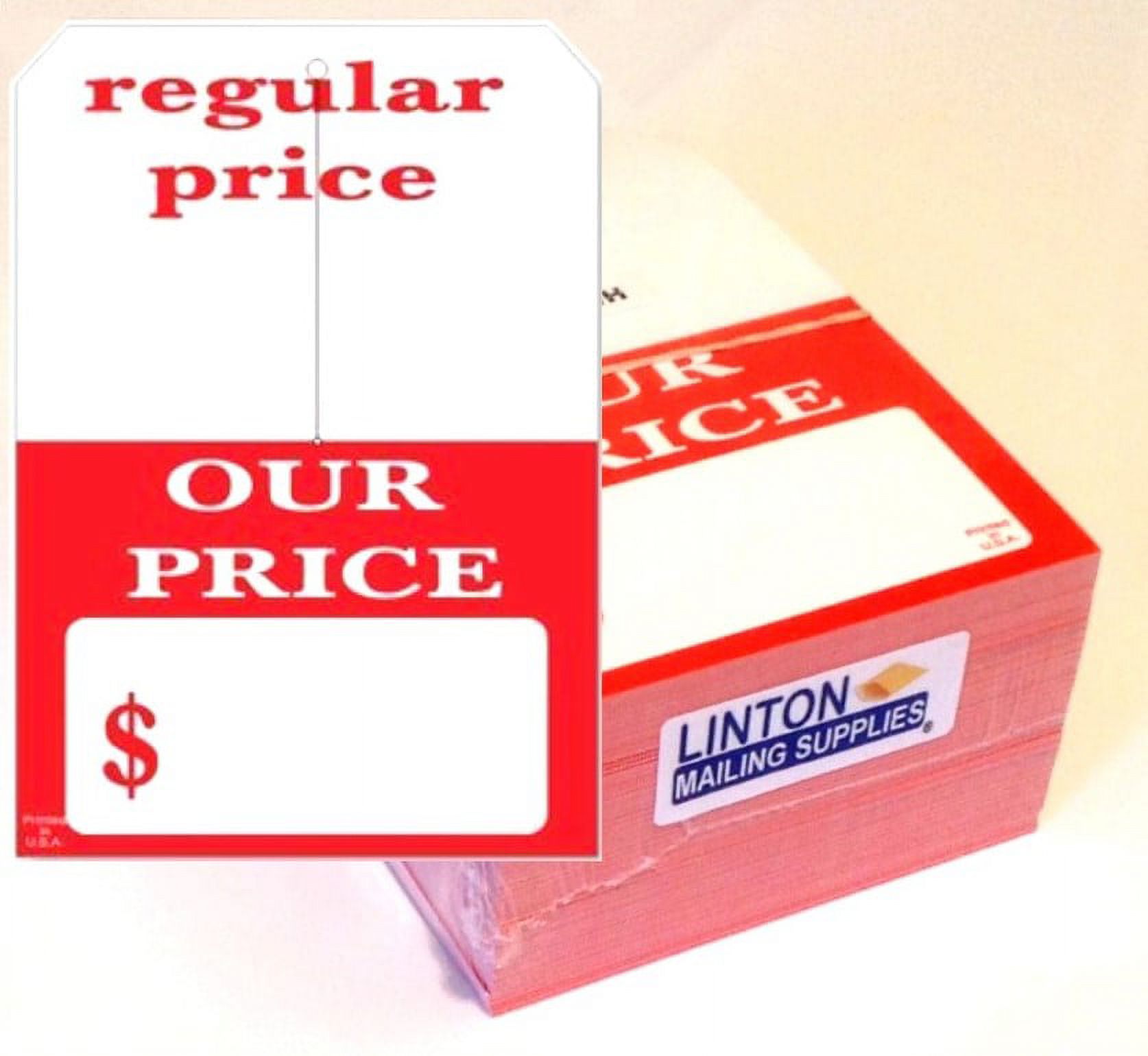 regular price - OUR PRICE Large Merchandise Tag w 3.25 Slit, 5 x 7  Cardstock 12 Pt., Red and White, 2 Clip Corners - Pack of 250 Tags 