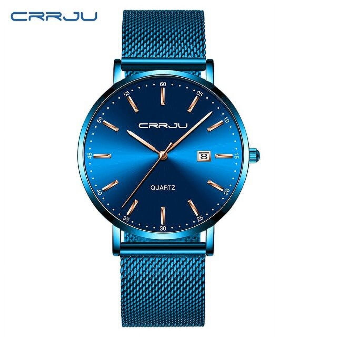 Crrju fashion mens watches top brand luxury quartz watch men casual slim mesh best sale steel waterproof sport watch relogio masculino