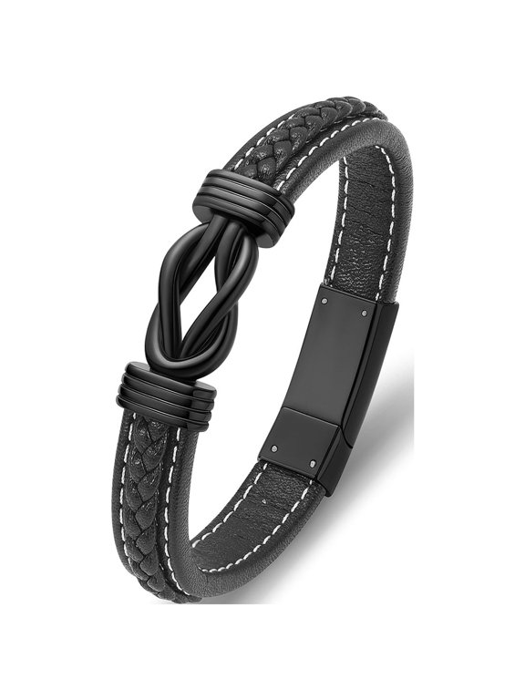 remation Urn Bracelet for Ashes Jewelry for Women Men Infinity Memorial Keepsake Cuff Bangle Leather Bracelet