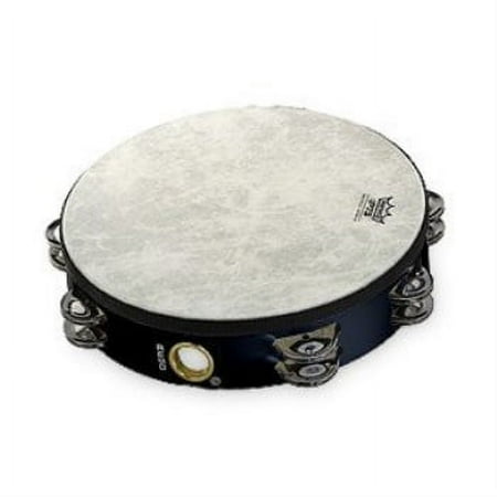 remo pretuned 8" fiberskyn 3 single row tambourine, red