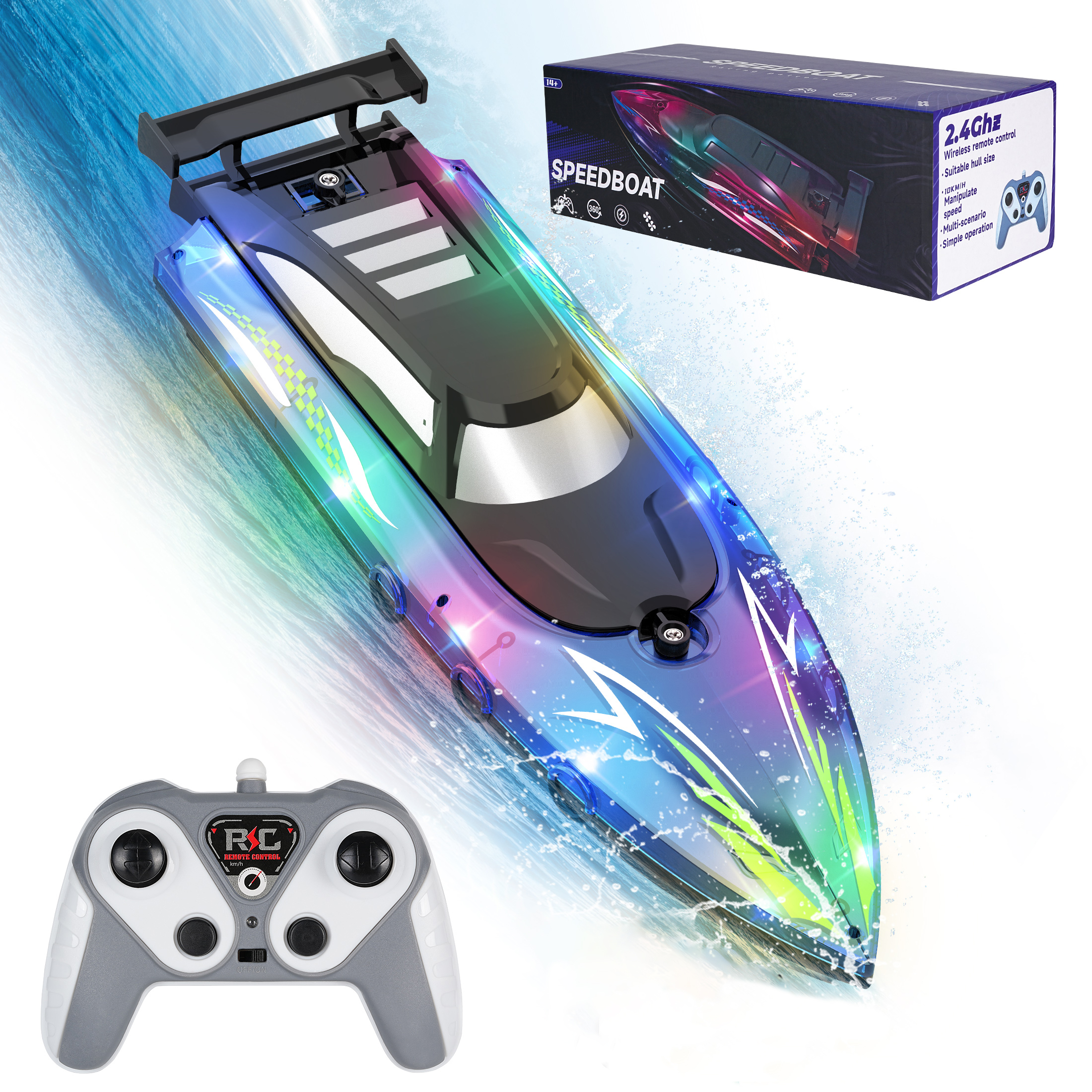 Mini 5 Km H RC Boat Remote Controlled High Speed With LED Light Boat