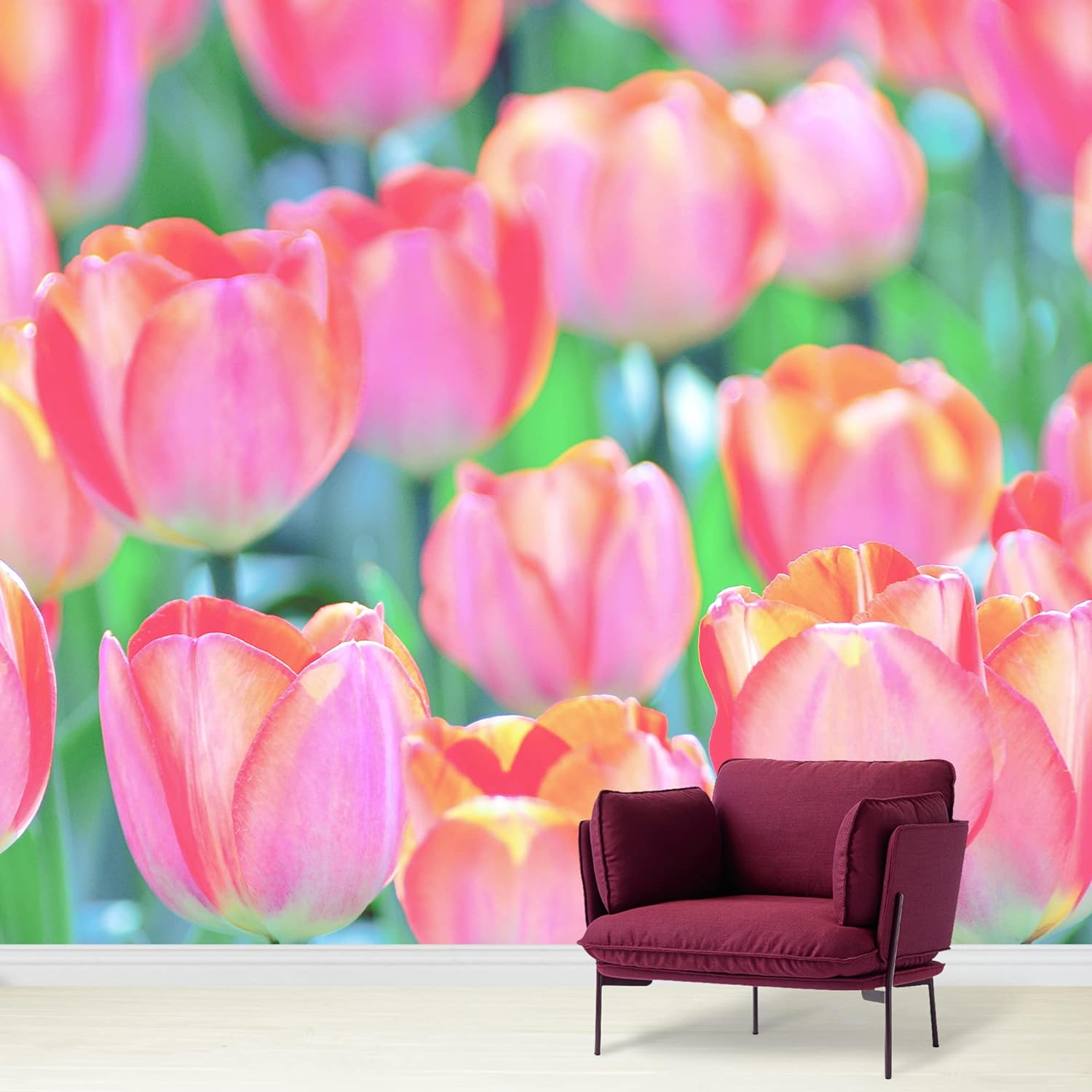 removable wall sticker/wall mural neon flower garden nature wilderness