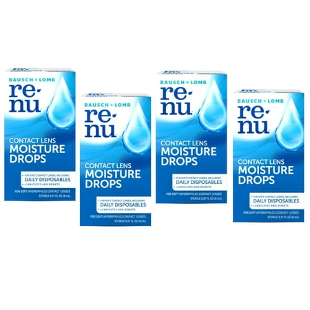renu MultiPlus Lubricating & Rewetting Drops –From Bausch + Lomb –8 mL (0.27 fl. oz.) (Pack of 4)