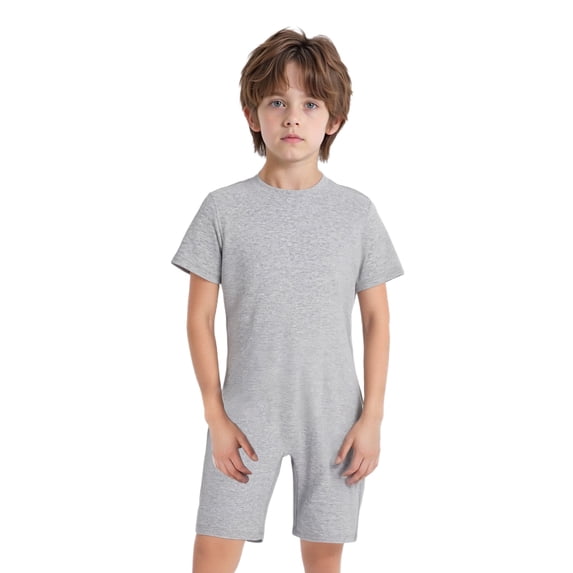 renvena Adaptive Clothing for Kids Special Needs Autism Sensory Jumpsuit Anti-Strip Romper Bodysuit with Back Zipper Grey 14