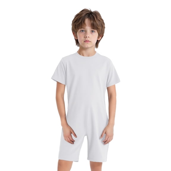 renvena Adaptive Clothing for Kids Special Needs Autism Sensory Jumpsuit Anti-Strip Romper Bodysuit with Back Zipper White 4