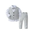 thumbnail image 1 of renvena Baby Boys 4Pcs Formal Suit Bow Tie Long Sleeve Dress Shirt Button Tuxedo Vest and Pants Gentlemen Outfits Grey 9-12 Months, 1 of 7