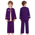 thumbnail image 1 of renvena Boys 2 Piece Worship Liturgical Outfits Long Sleeve Praise Dance Pullover Tops with Wide-Leg Pants Set Purple 12, 1 of 7
