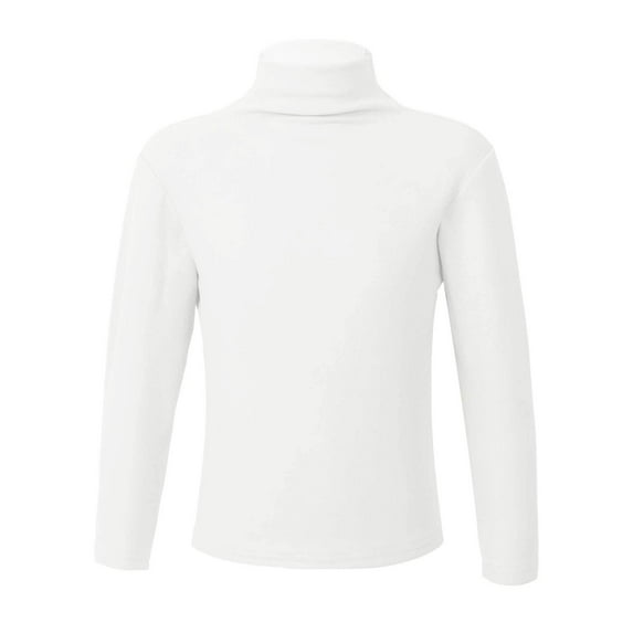 renvena Boys Girls Turtleneck Tshirt Cotton Long Sleeve Shirt Solid Color Warm Tee Tops Size 1-8 A White 2-3