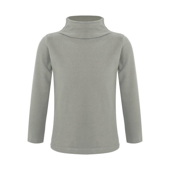 renvena Boys Girls Turtleneck Tshirt Cotton Long Sleeve Shirt Solid Color Warm Tee Tops Size 1-8 Coffee 3-4
