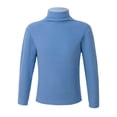 thumbnail image 1 of renvena Boys Girls Turtleneck Tshirt Cotton Long Sleeve Shirt Solid Color Warm Tee Tops Size 1-8 Light Blue 1-2, 1 of 7