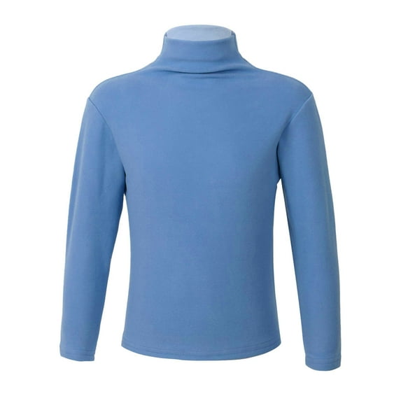 renvena Boys Girls Turtleneck Tshirt Cotton Long Sleeve Shirt Solid Color Warm Tee Tops Size 1-8 Light Blue 1-2