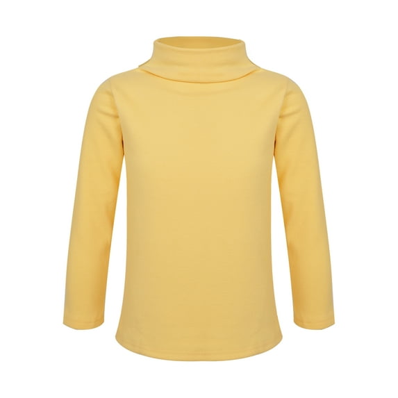 renvena Boys Girls Turtleneck Tshirt Cotton Long Sleeve Shirt Solid Color Warm Tee Tops Size 1-8 Yellow 2-3