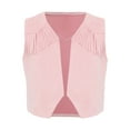 thumbnail image 1 of renvena Boys Girls Western Cowboy Vest Suede Tassel Jacket Outerwear Top Kids Fancy Party Pink 14, 1 of 7