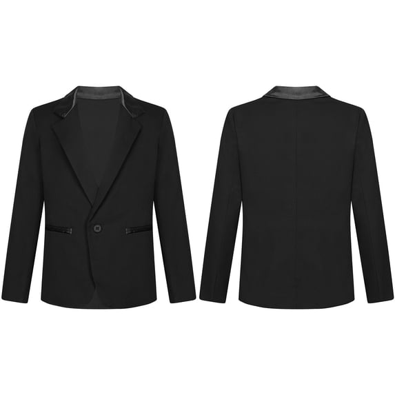 renvena Formal Blazer Jacket for Boys Notch Lapel Long Sleeve One Button Party Gentleman Suit Coat 4-14 A Black 4