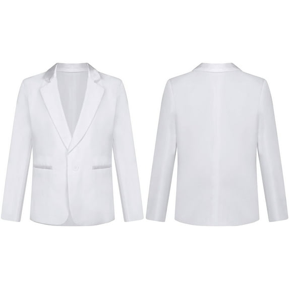 renvena Formal Blazer Jacket for Boys Notch Lapel Long Sleeve One Button Party Gentleman Suit Coat 4-14 White 8
