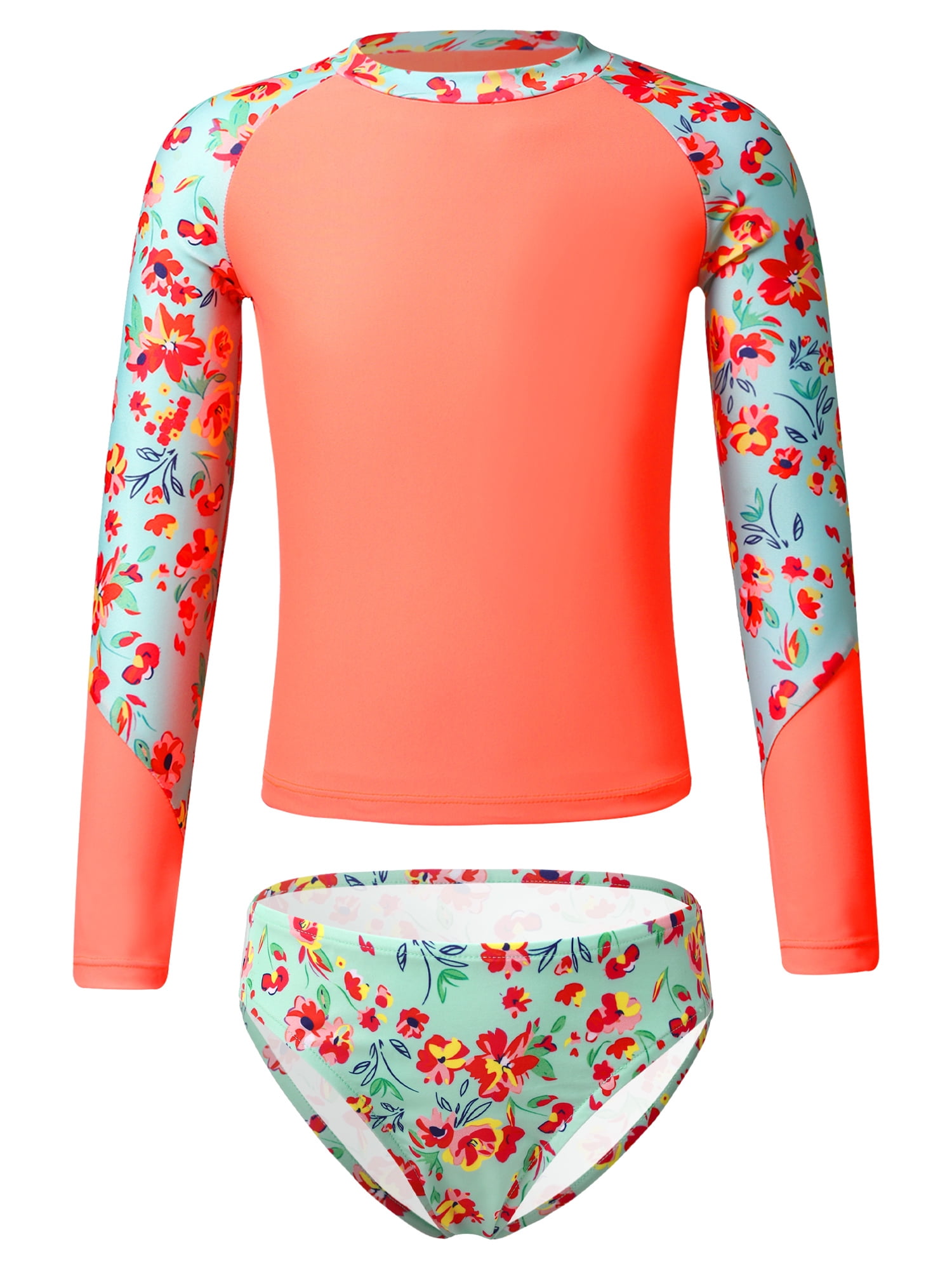 renvena Girls 2 Piece Rash Guard Swimsuits Swim Shirts Briefs Bottom ...