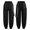 thumbnail image 1 of renvena Girls Cargo Pants Streetwear Dance Kids Hip Hop Trousers High Waist Jogger Sweatpants 4-16 Black 12, 1 of 7