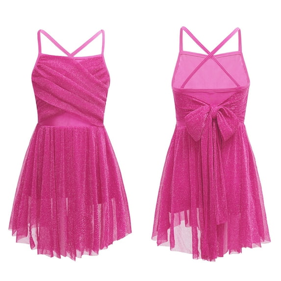 renvena Girls Chiffon Ballet Dance Lyrical Ballerina Spaghetti Empire Waist Leotard Dress Rose 12