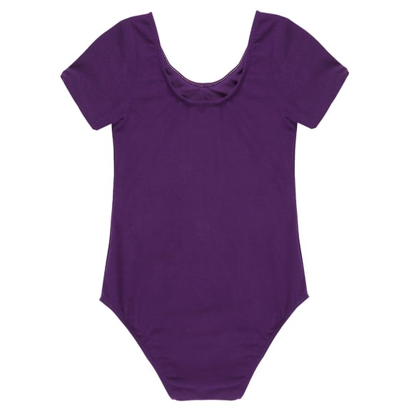 renvena Girls Children Classic Cotton Short Sleeve Dance Wear Leotard Gymnastics Bodysuit