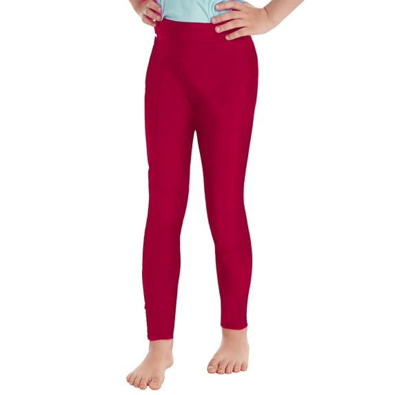 renvena Girls' Compression Pants Stretchy Yoga Tights Athletic Running Sports Dance Leggings 6-16 Burgundy 16