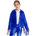 thumbnail image 1 of renvena Girls Disco Dance Jackets Sequins Fringed Long Sleeve Open Front Cardigan Birthday Party Tops Blue 10, 1 of 7