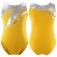 thumbnail image 1 of renvena Girls Gymnastics Leotard Shiny Metallic Ballet Dance Leotard Bodysuit Activewear Size 6-16 Yellow 8, 1 of 6