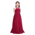 thumbnail image 1 of renvena Girls Halter Lace Chiffon Wedding Bridesmaid Dress Princess Junior Formal Party Prom A Burgundy 14, 1 of 7