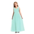 thumbnail image 1 of renvena Girls' Kids Chiffon Sleeveless Beaded Wedding Junior Bridesmaid Dance Prom Party Dress Mint Green 16, 1 of 7