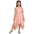 thumbnail image 1 of renvena Girls Kids One Shoulder Flower Dress Pleated Chiffon Wedding Bridesmaid Pageant Prom Ball Gown Pink 10, 1 of 7