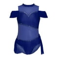 thumbnail image 1 of renvena Girls Rhinestone Off Shoulder Ballet Leotards Kids Gymnastics Dance Leotard Skirted 6-16 Dark Blue 16, 1 of 7