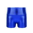 thumbnail image 1 of renvena  Girls Shiny Metallic Basic Athletic Sports High Waist Hot Pants Gymnastic Workout Dance Size 4-16 Blue 12, 1 of 7